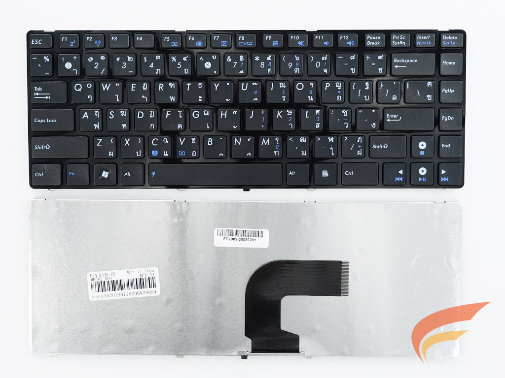 KEYBOARD ASUS คีย์บอร์ด Asus A43S ,K43S สายแพรโค้ง ภาษาไทย สีดำ 