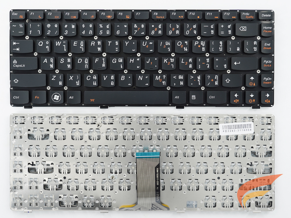 KEYBOARD IBM-LENOVO คีย์บอร์ด Lenovo Y480 Y485 Series ภาษาไทย อังกฤษ (ไม่มีกรอบ ไม่มีแผง backlight) 