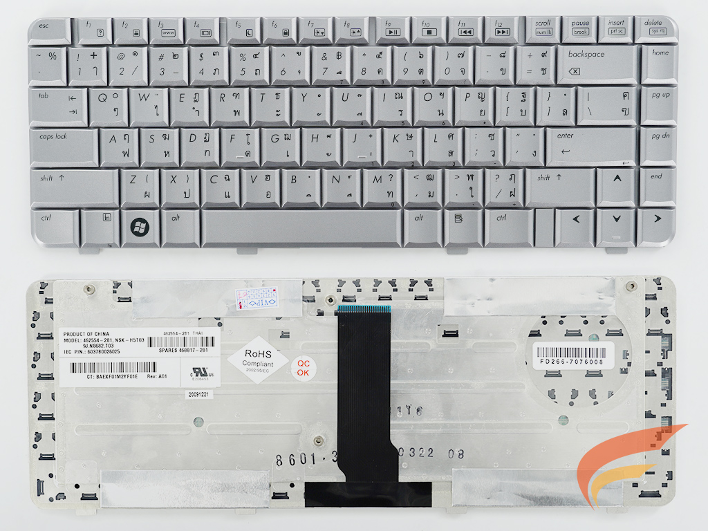 KEYBOARD HP-COMPAQ คีย์บอร์ด Hp Pavilion DV3000 DV3500 สีเทา ไทย อังกฤษ 
