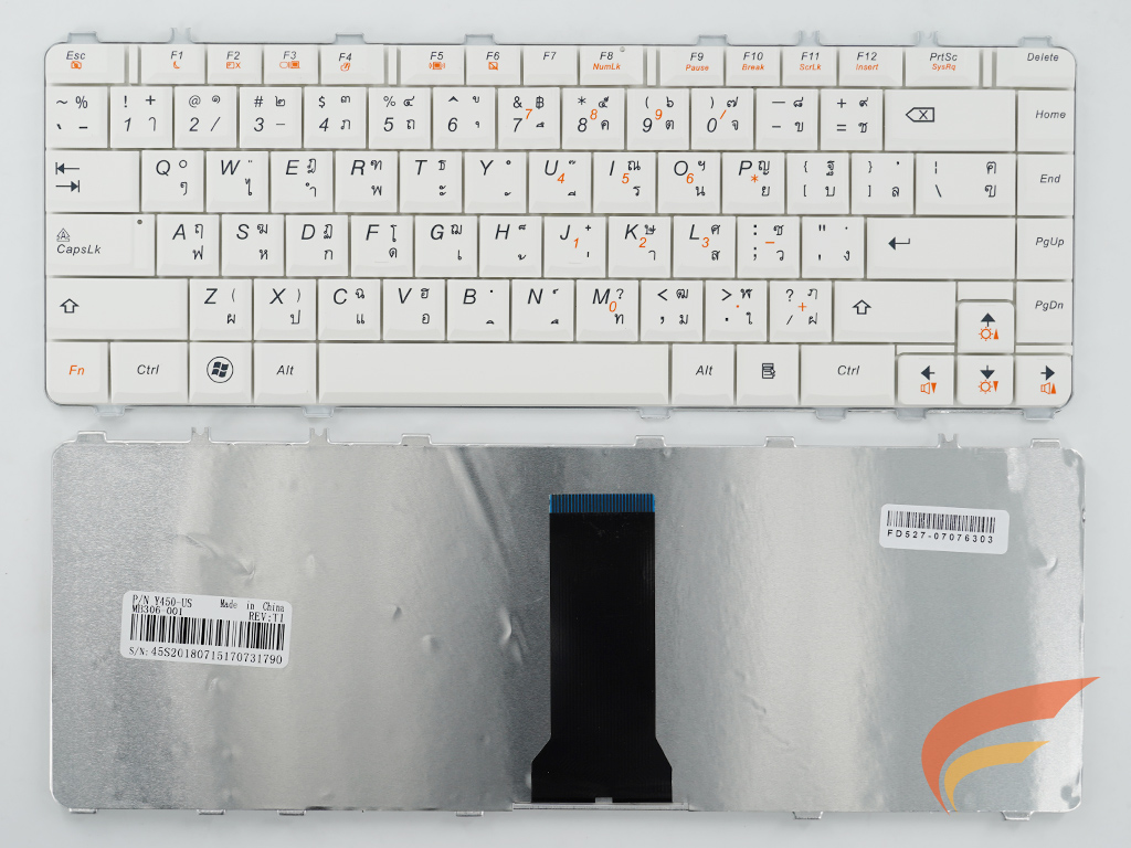 KEYBOARD IBM-LENOVO คีย์บอร์ด Lenovo Y450 Y550 Y460 Y650 B460 V460 ไทย-อังกฤษ- สีขาว 